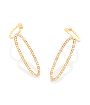 GOLD STUDDED OVAL EAR CUFF EARRING