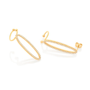 GOLD STUDDED OVAL EAR CUFF EARRING