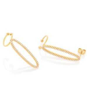 GOLD STUDDED OVAL EAR CUFF EARRING