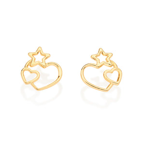 GOLD HEARTS AND STARS STUD EARRINGS