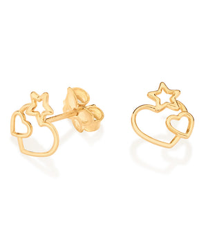 GOLD HEARTS AND STARS STUD EARRINGS