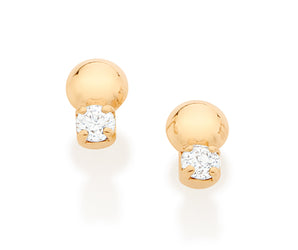 GOLD STONE AND SPHERE STUD EARRINGS IN WHITE