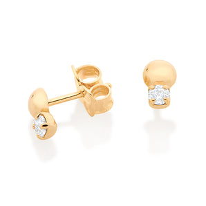 GOLD STONE AND SPHERE STUD EARRINGS IN WHITE