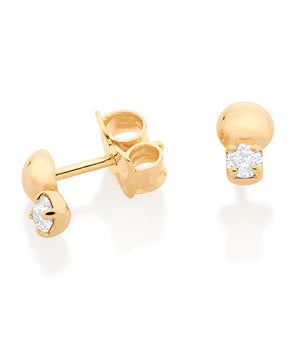 GOLD STONE AND SPHERE STUD EARRINGS IN WHITE