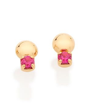 GOLD STONE AND SPHERE STUD EARRINGS IN PINK
