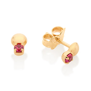 GOLD STONE AND SPHERE STUD EARRINGS IN PINK