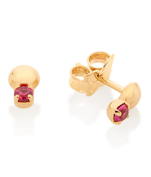 GOLD STONE AND SPHERE STUD EARRINGS IN PINK