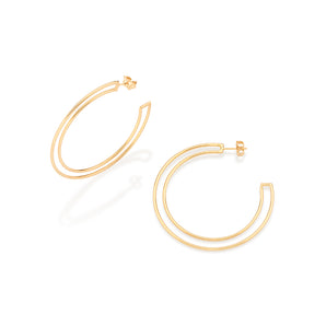 GOLD DOUBLE BAND HOOP EARRINGS