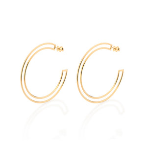 GOLD DOUBLE BAND HOOP EARRINGS