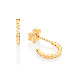 GOLD MINI STUDDED HUGGIE EARRINGS