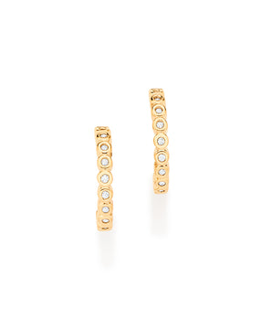 GOLD MINI STUDDED HUGGIE EARRINGS