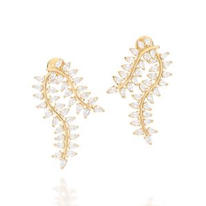 GOLD STUDDED LEAF EARRING