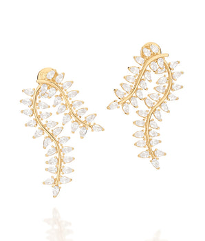 GOLD STUDDED LEAF EARRING