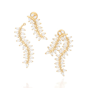 GOLD STUDDED LEAF EARRING