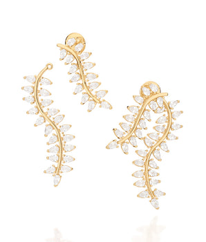 GOLD STUDDED LEAF EARRING