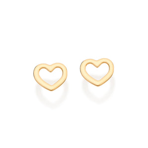 GOLD LOVE HEART STUD EARRINGS