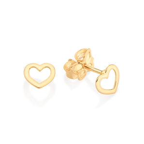 GOLD LOVE HEART STUD EARRINGS