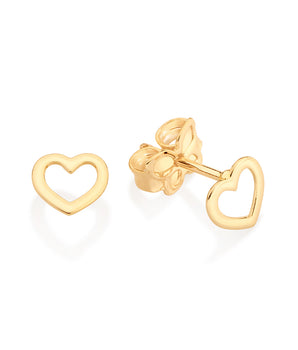 GOLD LOVE HEART STUD EARRINGS