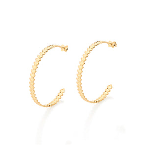 GOLD HEART BAND LARGE HOOP EARRINGS