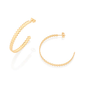 GOLD HEART BAND LARGE HOOP EARRINGS