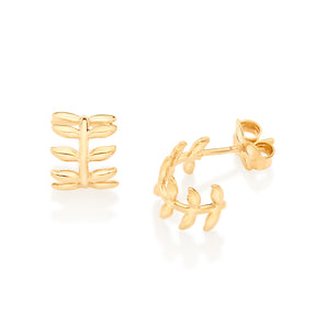 GOLD LEAF HUGGIE EARRINGS