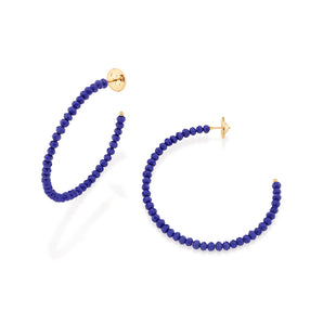 GOLD BLUE SKY BEADED HOOP EARRINGS