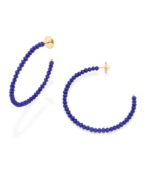 GOLD BLUE SKY BEADED HOOP EARRINGS