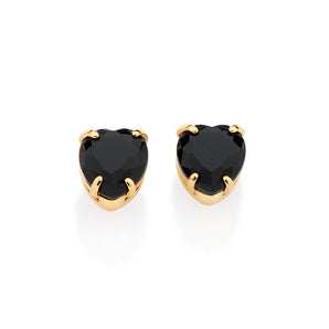GOLD BLACK HEART STUD EARRING