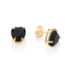 GOLD BLACK HEART STUD EARRING