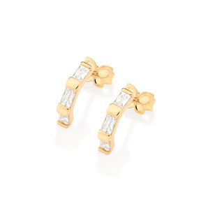 GOLD GLISTENING MORNING SMALL HOOP EARRINGS IN WHITE