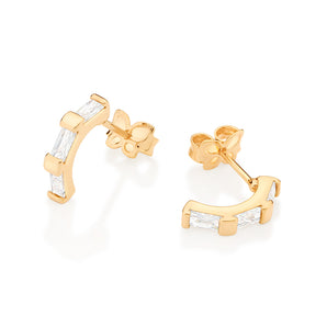 GOLD GLISTENING MORNING SMALL HOOP EARRINGS IN WHITE