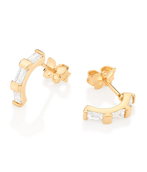 GOLD GLISTENING MORNING SMALL HOOP EARRINGS IN WHITE