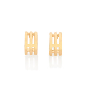 GOLD TRIPLE BAND SMALL HOOP EARRINGS