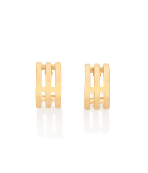 GOLD TRIPLE BAND SMALL HOOP EARRINGS
