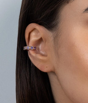 GOLD PRESSURE PIERCING EARRING WITH ZIRCONIA