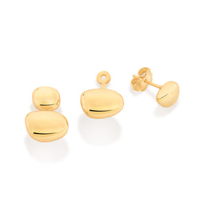 GOLD ASYMMETRICAL CIRCLE EAR JACKET