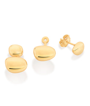 GOLD ASYMMETRICAL CIRCLE EAR JACKET