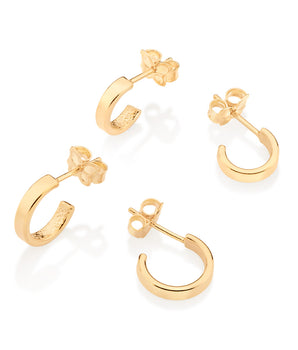 GOLD SOLID HUGGIE EARRINGS KIT