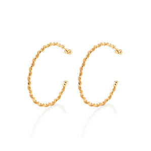 GOLD TWISTED HALF HOOP EARRINGS