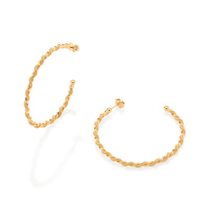 GOLD TWISTED HALF HOOP EARRINGS
