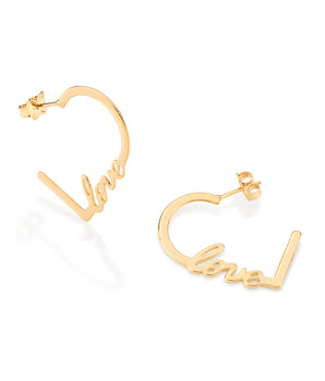 GOLD LOVE HEART HOOP EARRINGS