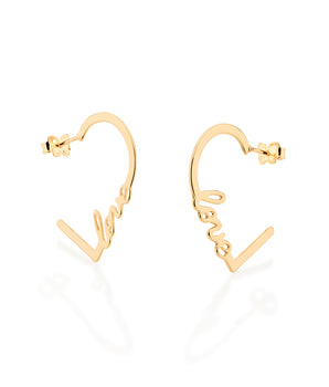 GOLD LOVE HEART HOOP EARRINGS