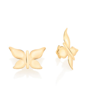 GOLD BUTTERFLY MAXI BUTTON EARRINGS