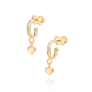 GOLD TINY HEART HUGGIE EARRINGS