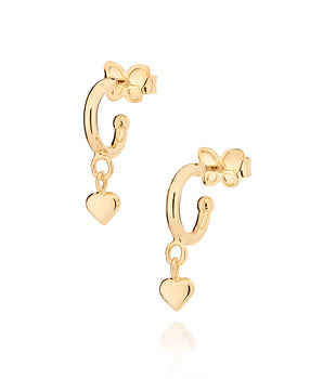 GOLD TINY HEART HUGGIE EARRINGS