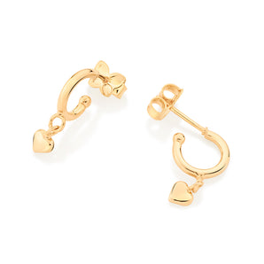 GOLD TINY HEART HUGGIE EARRINGS
