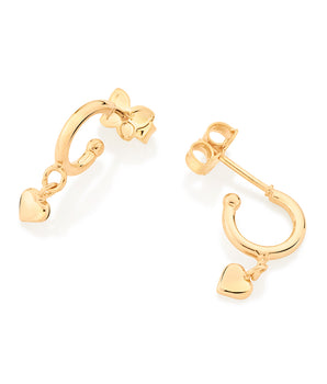 GOLD TINY HEART HUGGIE EARRINGS