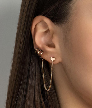 GOLD HEART EAR CUFF CHAIN