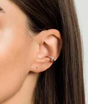 WHITE HALF STUDDED EAR CUFF