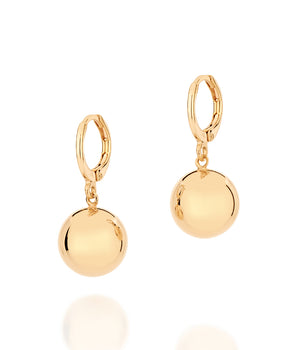 GOLD SPHERE HUGGIE EARRINGS